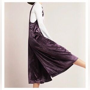 NWT Anthropologie Maeve Velvet Culotte Overalls Wide Leg Cropped Jumpsuit
